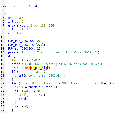 Short pin challenge function